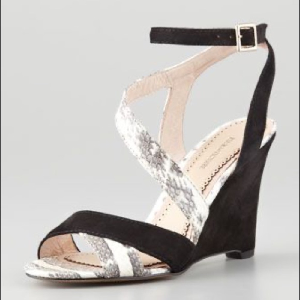 Pour la Victoire Briella Suede & Snakeskin Wedges